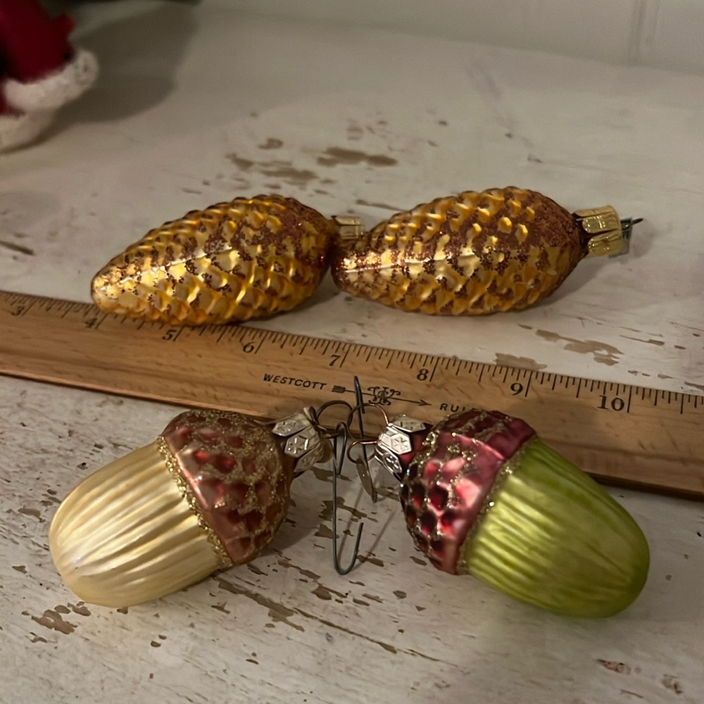 Lot Czech Republic department 56 pier 1 mercury glass Christmas ornament acorn